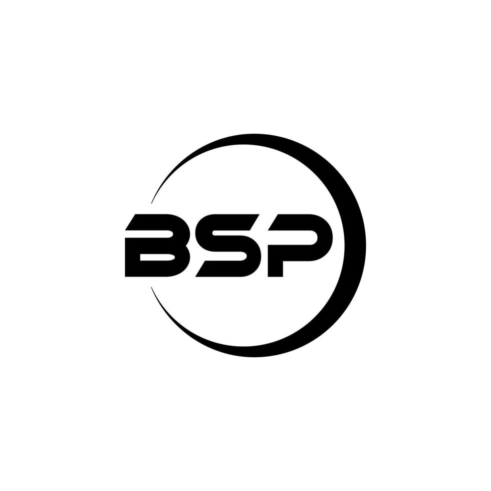 BSP letter logo design in illustration. Vector logo, calligraphy designs for logo, Poster, Invitation, etc.