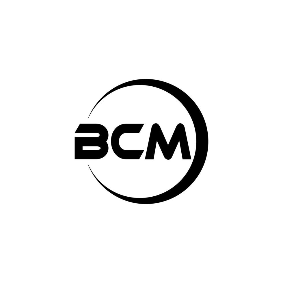 BCM letter logo design in illustration. Vector logo, calligraphy designs for logo, Poster, Invitation, etc.