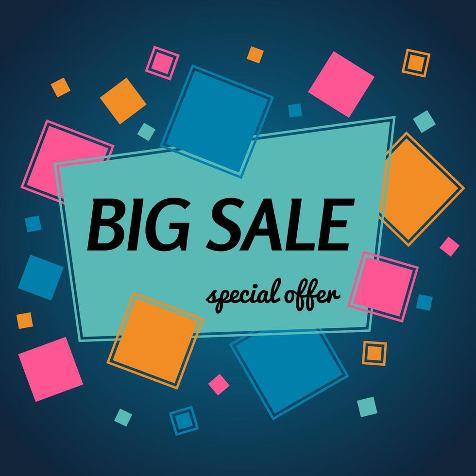 Big sale special offer banner with ribbon. Vector background with colorful design elements. Vector illustration.