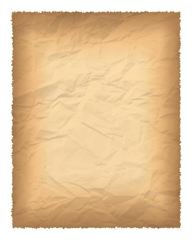 Old paper with burnt edges isolated on white background with place for your text. Vector illustration