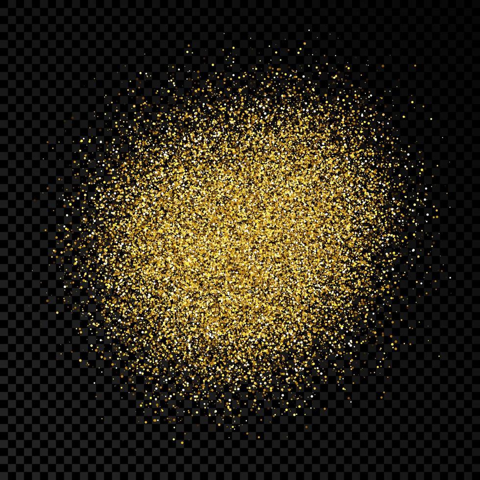 Golden glittering backdrop on a dark transparent background. Background with gold glitter effect and empty space for your text. Vector illustration