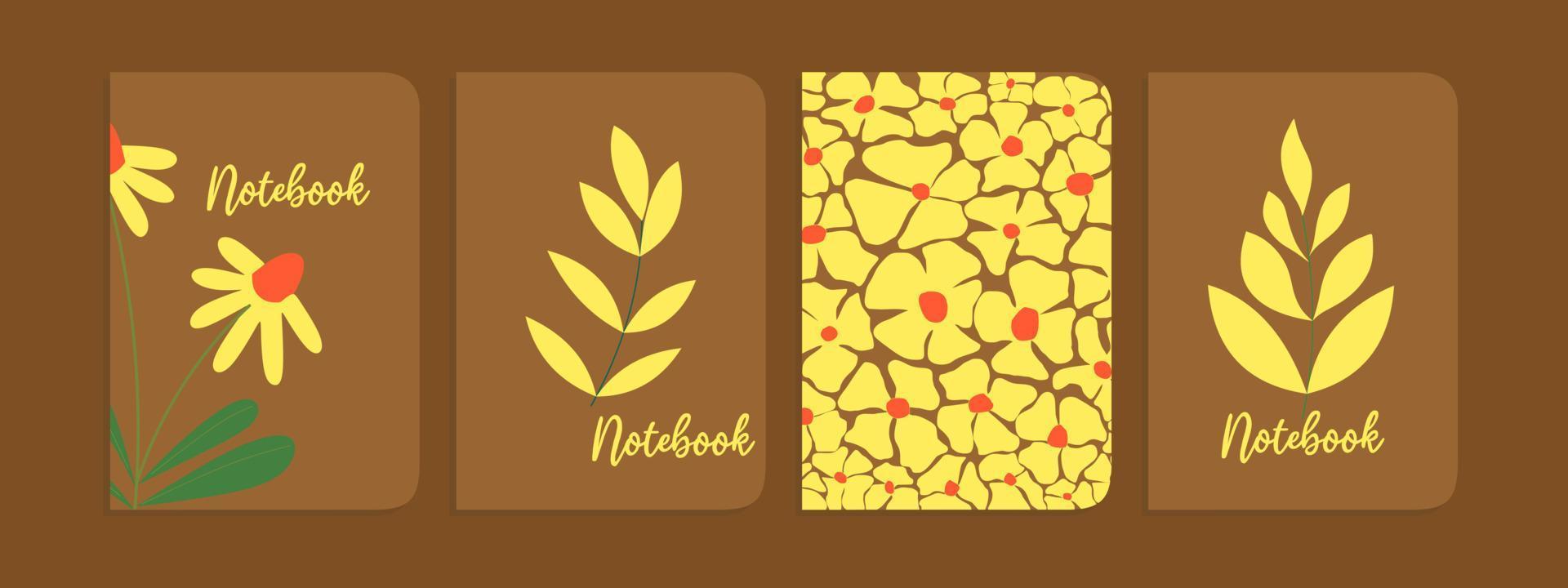 set of notebook templates with hand drawn floral patterns. beautiful design for notebooks, planners, brochures, books, catalogs vector