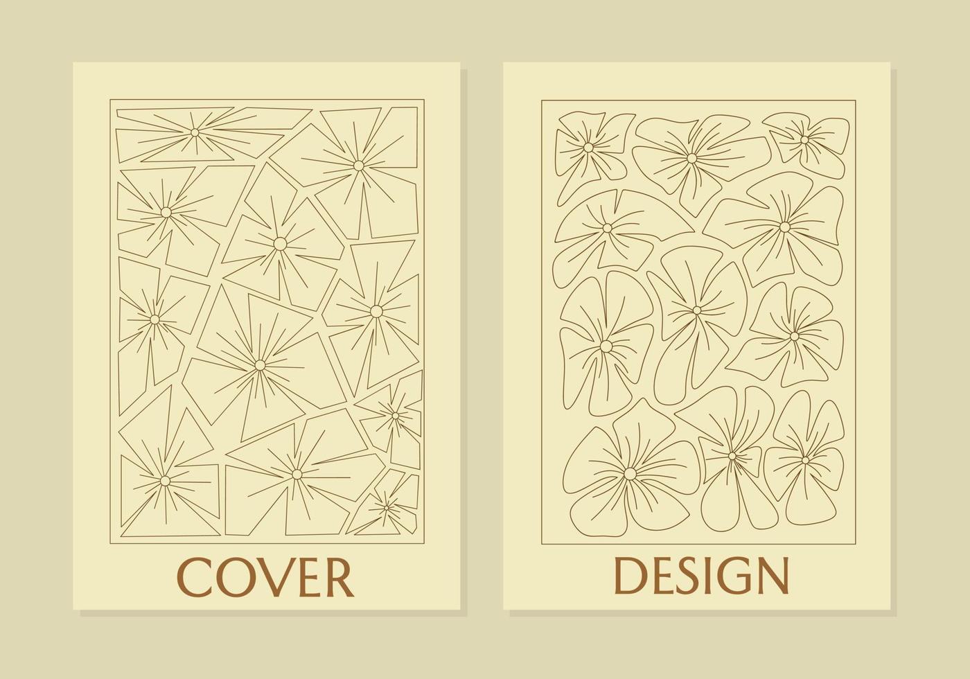 set of notebook templates with floral line art patterns. beautiful design for notebooks, planners, brochures, books, catalogs vector