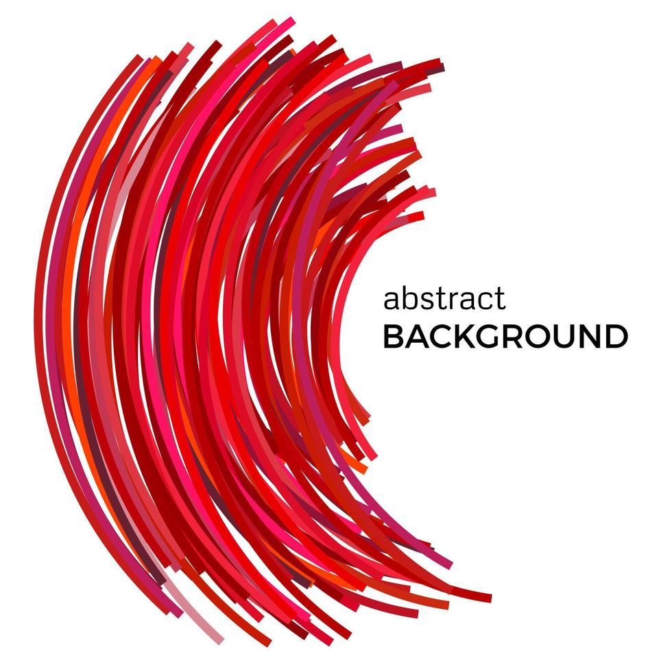Abstract background with red colorful curved lines in a chaotic order. Colored lines with place for your text on a white background. vector