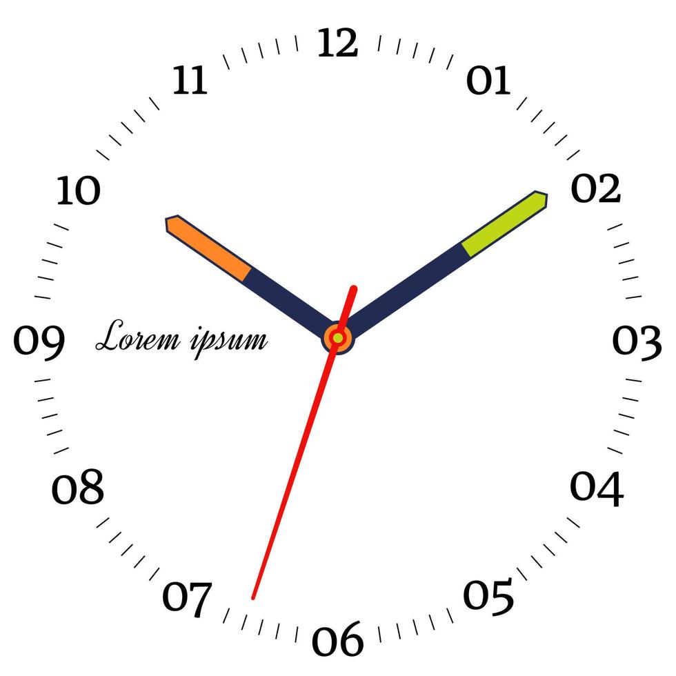 Vector illustration of mechanical clock. Clock face on white background.