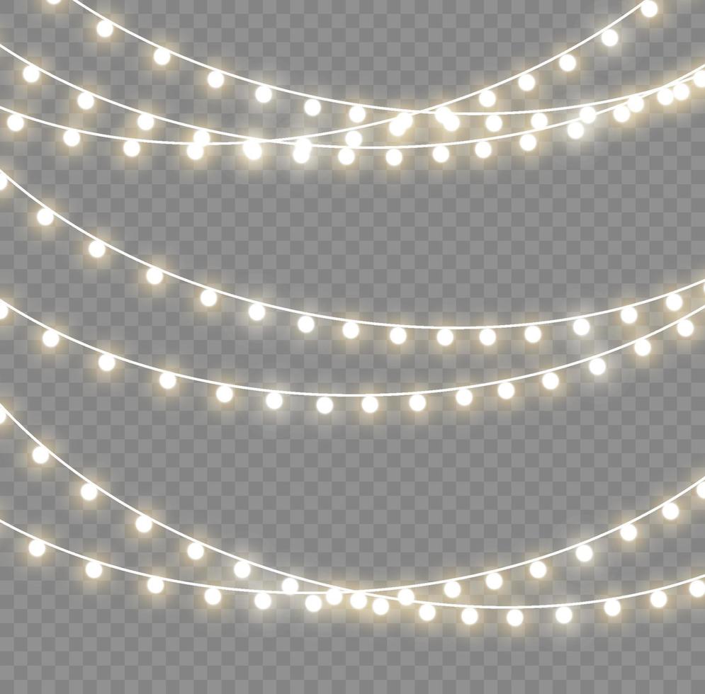 luces de navidad aisladas. guirnalda brillante de navidad para el año nuevo y la navidad. efecto de luz. ilustración vectorial vector