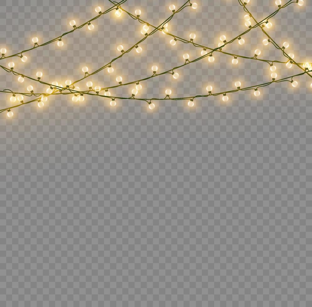 Christmas lights isolated. Christmas glowing garland.for the new year and christmas. light effect. Vector illustration.