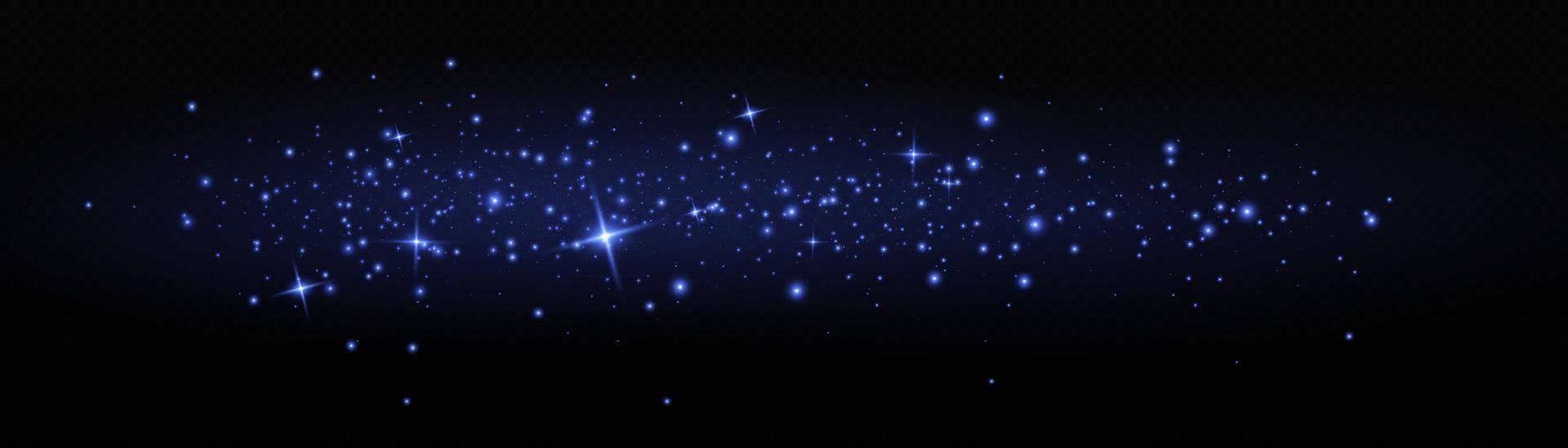 Blue dust. Yellow sparks shine light effect. vector