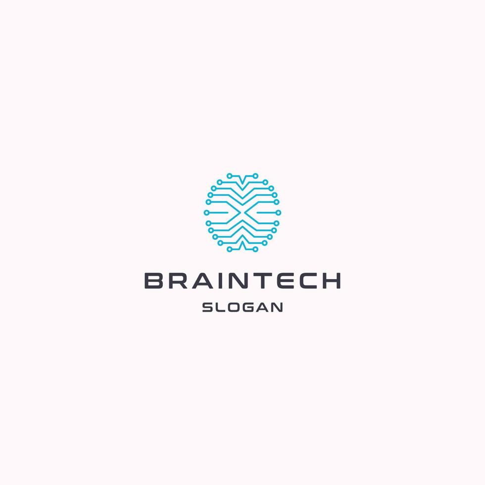 Brain tech logo icon design template vector illustration