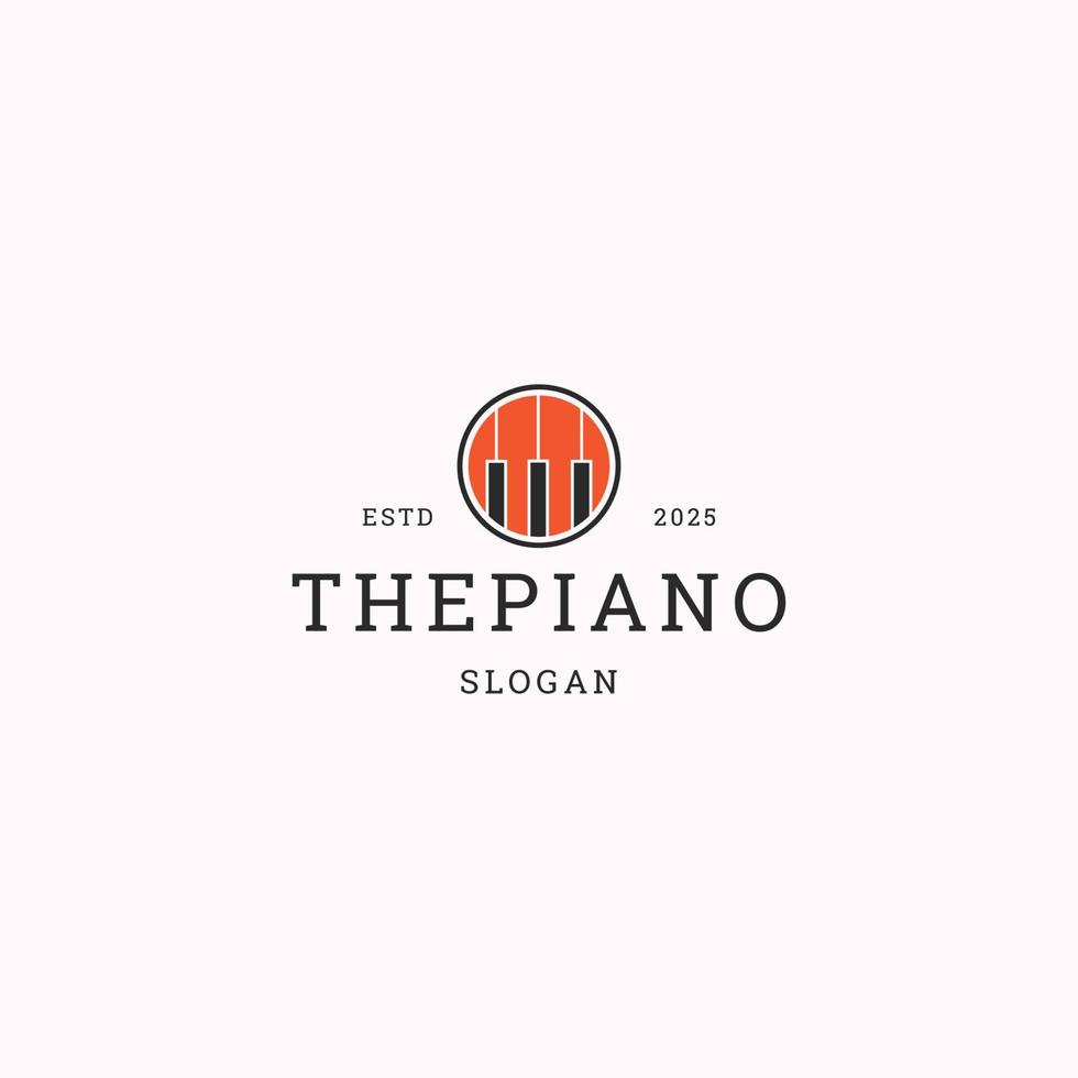 The piano logo icon flat design template vector