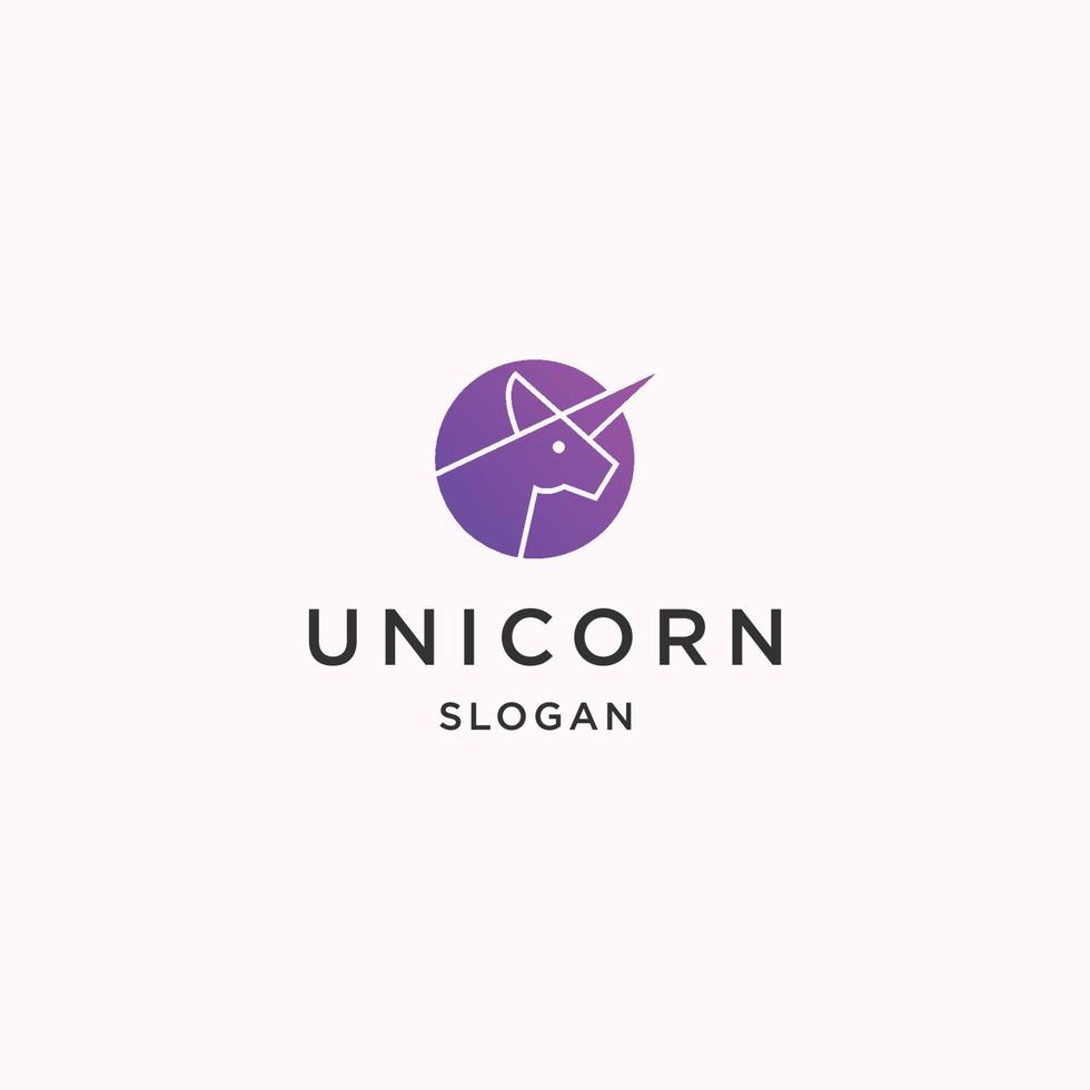 Ilustración de vector de plantilla de diseño de icono de logotipo de unicornio