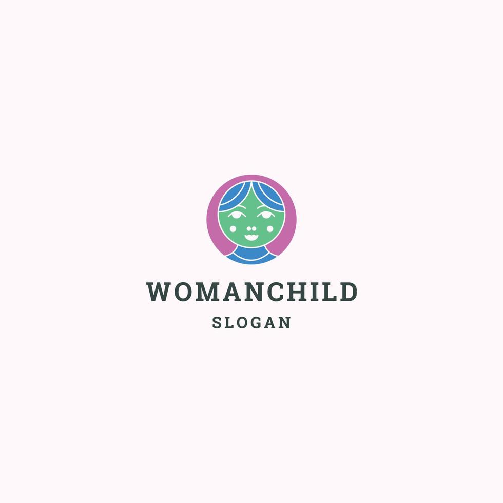 Woman child logo icon design template vector illustration