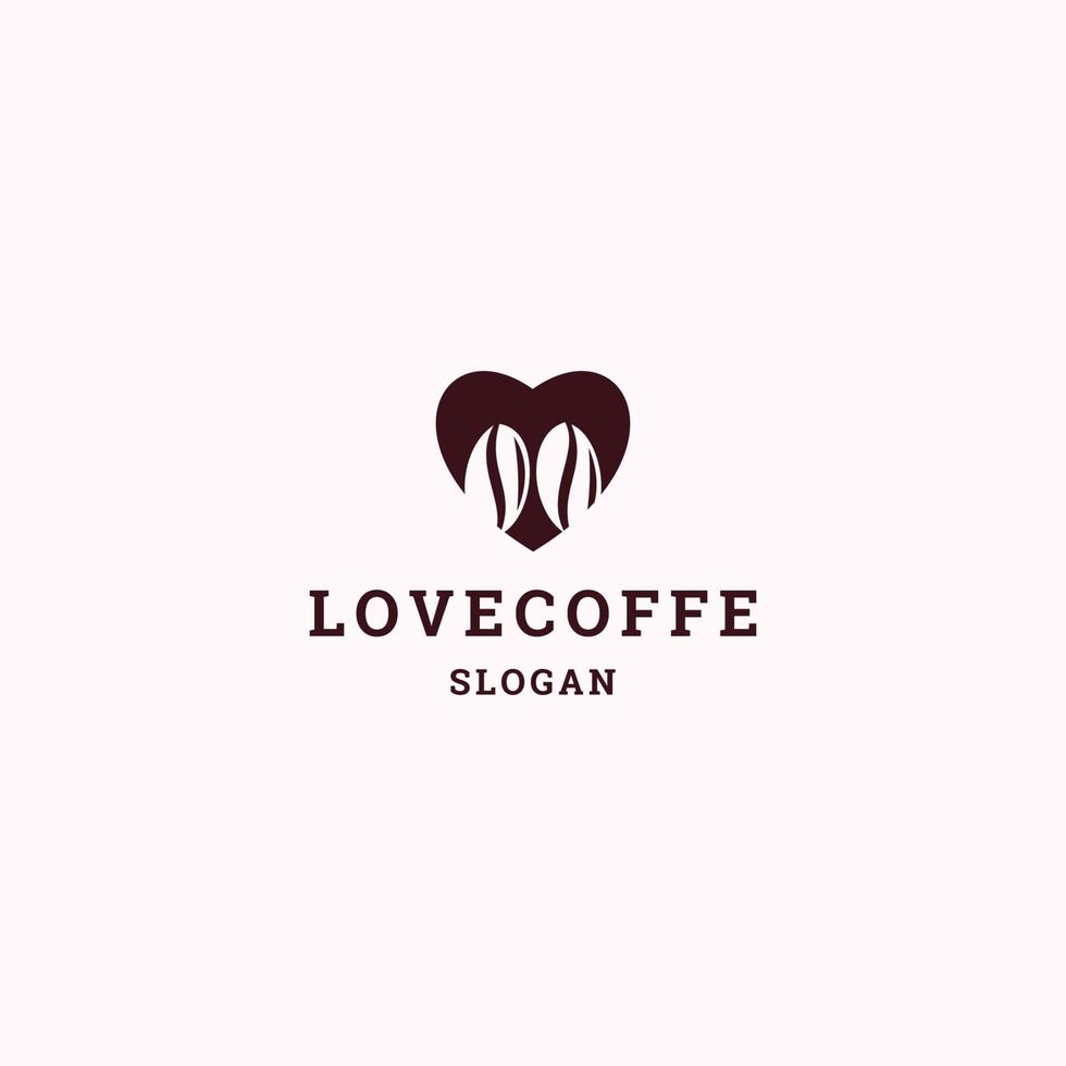 Ilustración de vector de plantilla de diseño de icono de logotipo de café de amor