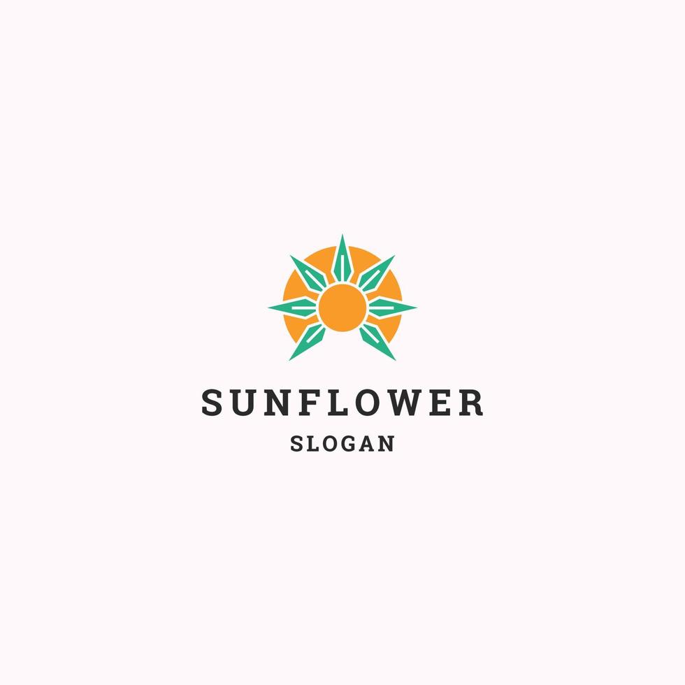 Sun flower logo icon flat design template vector