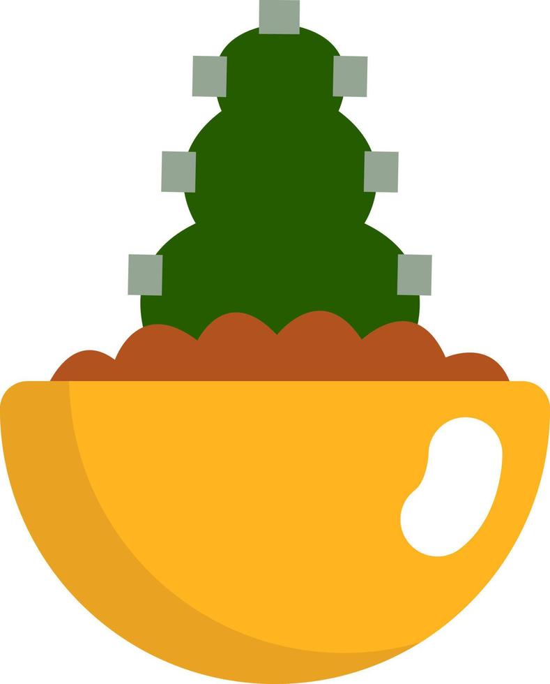 Parodia cactus in pot, illustration, vector on a white background.