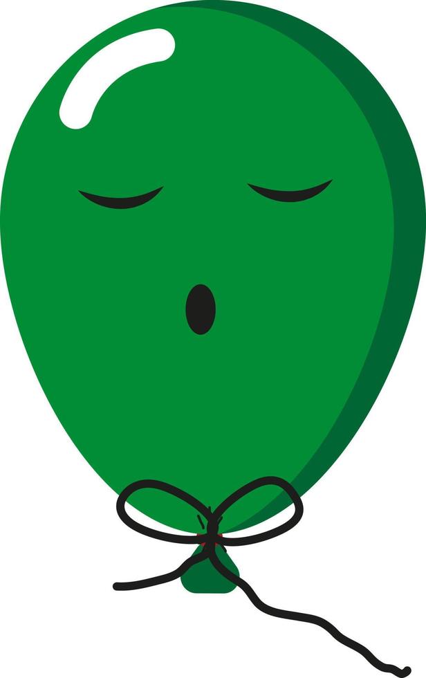 Globo verde soñoliento, ilustración, vector sobre fondo blanco.