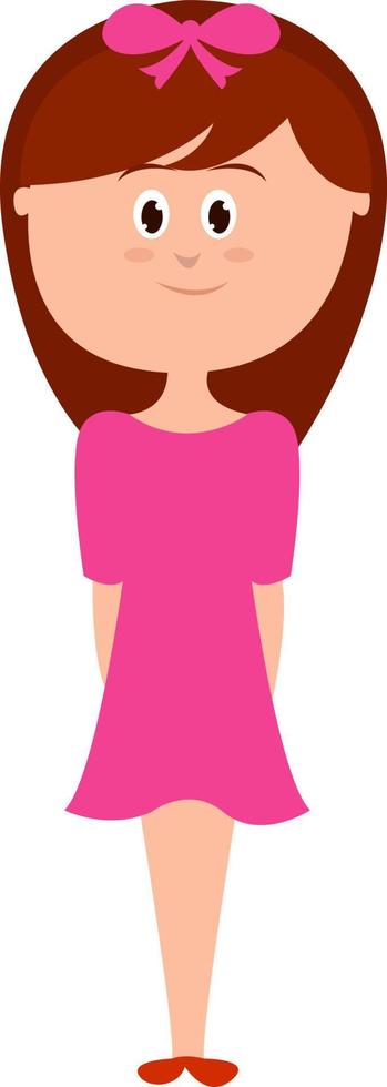 Girl in pink dress, illustration, vector on white background.