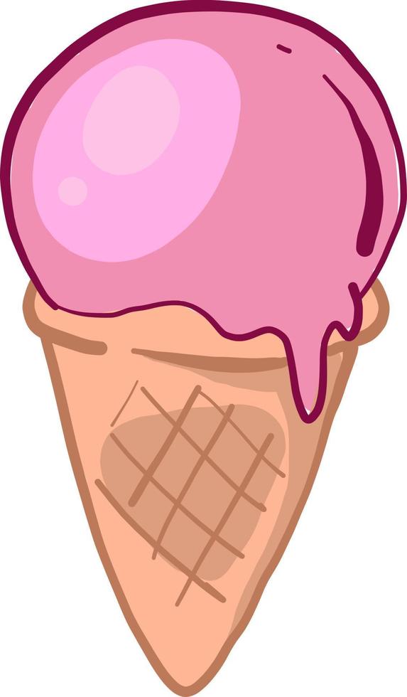 Pink ice cream, illustration, vector on white background