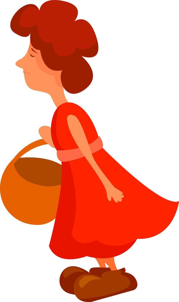Woman in red, illustration, vector on white background.