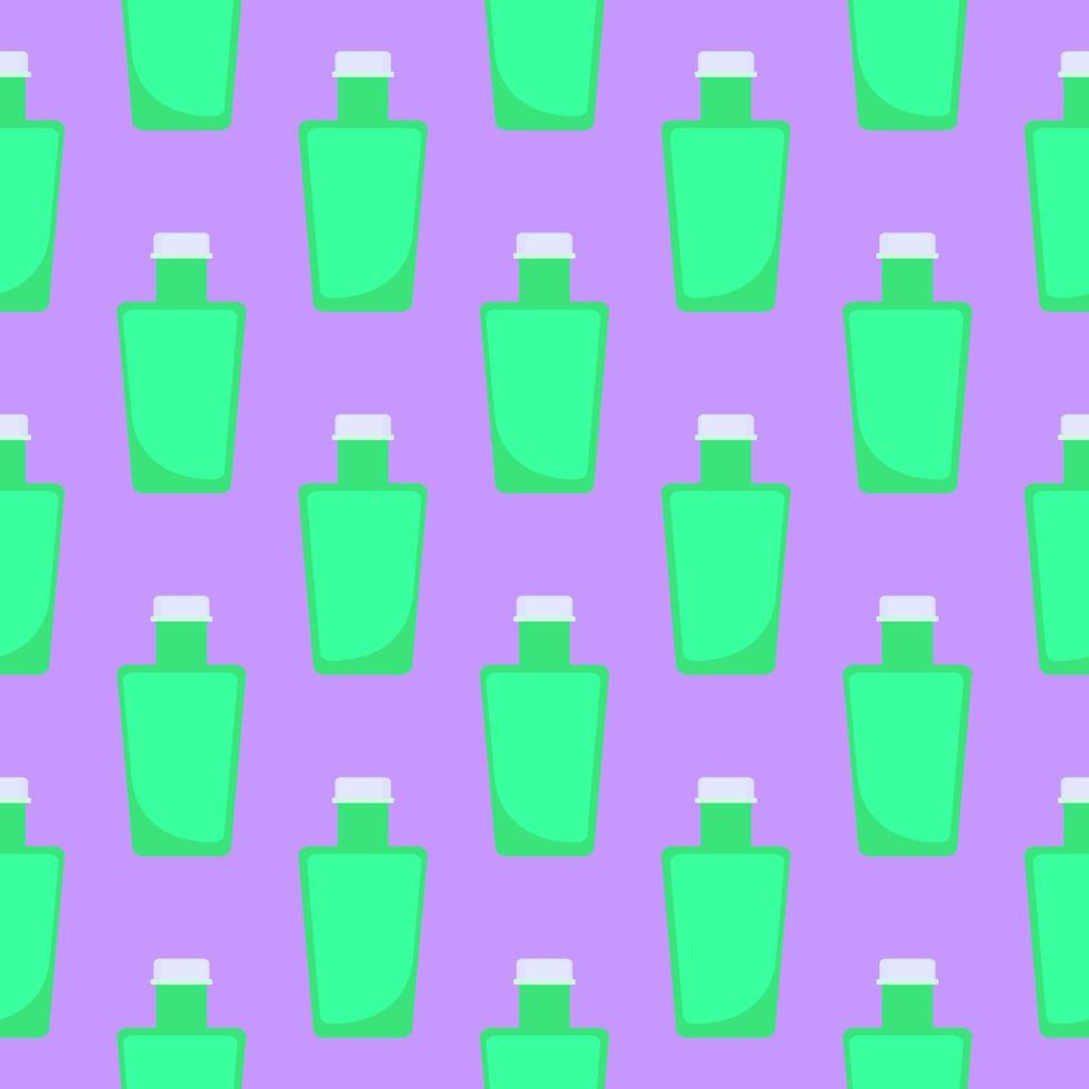 Green bottle,seamless pattern on purple background. vector