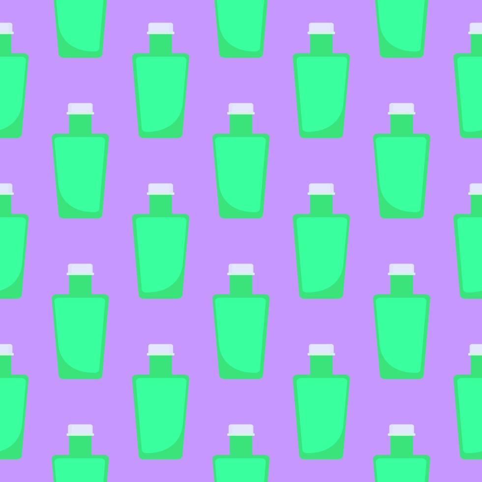 Green bottle,seamless pattern on purple background. vector