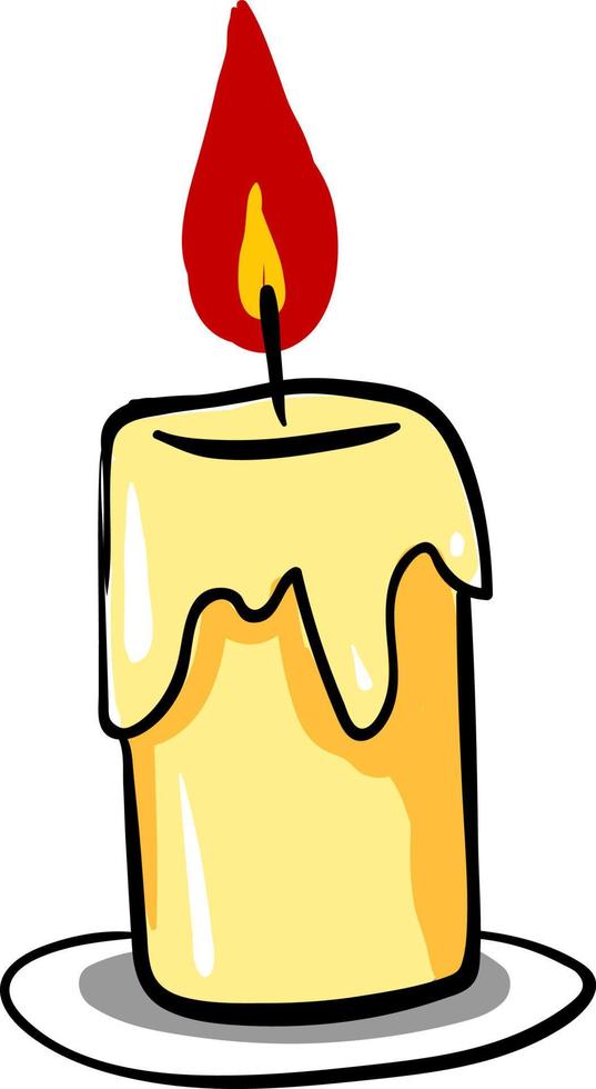 Candle on fire, illustration, vector on white background.