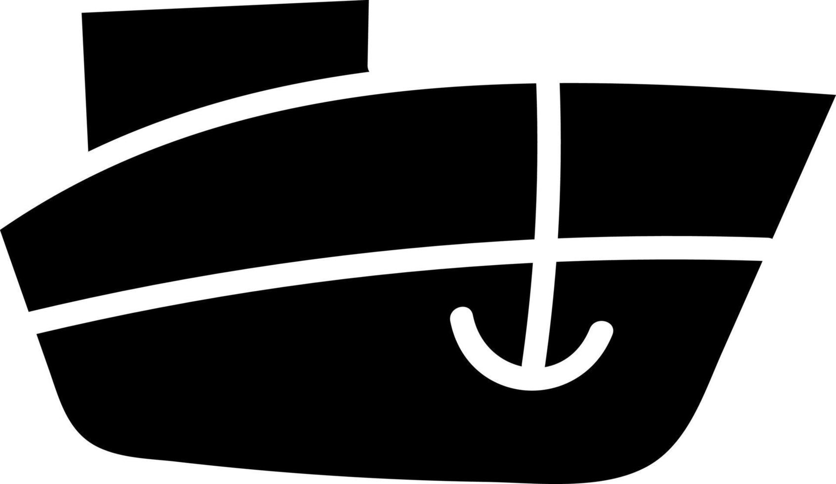 Black ship with anchor, illustration, vector on white background.