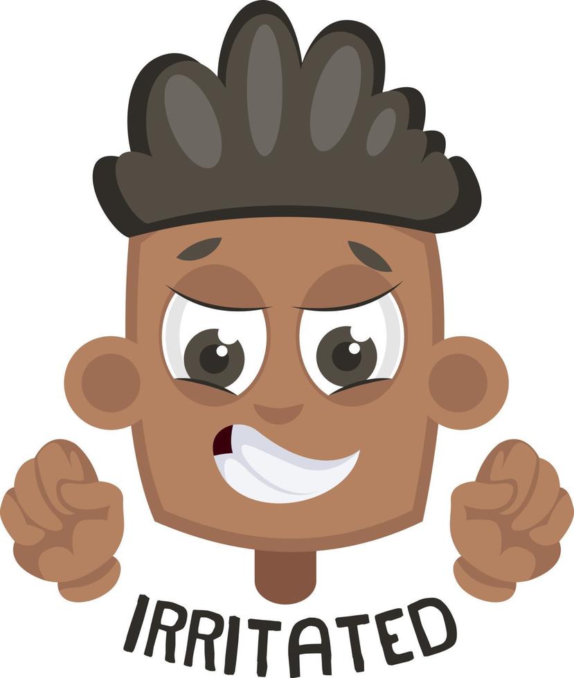 Boy is irritared, illustration, vector on white background.