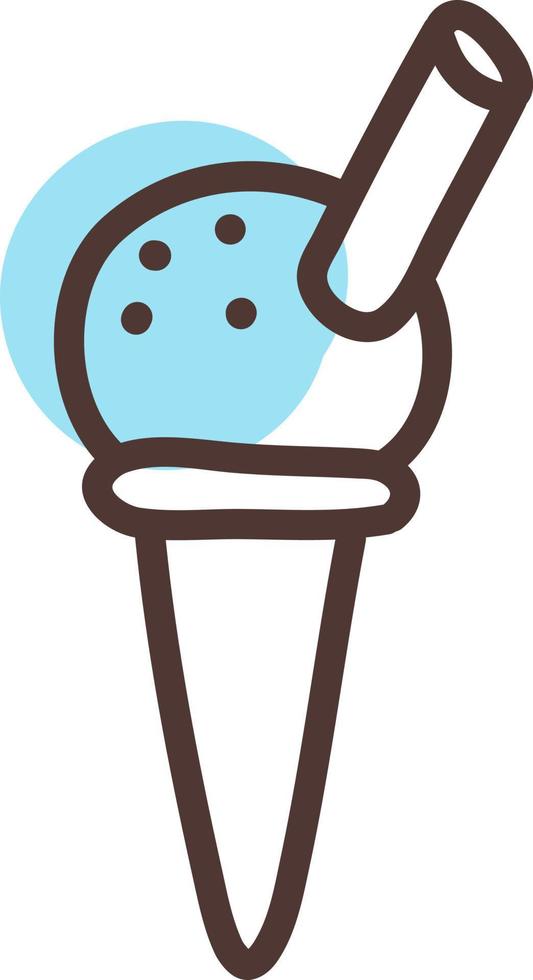 Blue ice cream in cone with cinammon, illustration, vector on a white background.