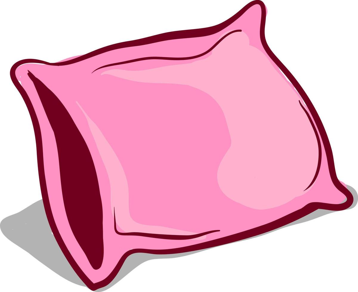 Pink pillow, illustration, vector on white background.