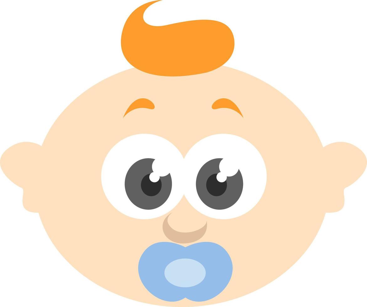 Baby boy with grey eyes and orange hair, illustration, on a white background. vector