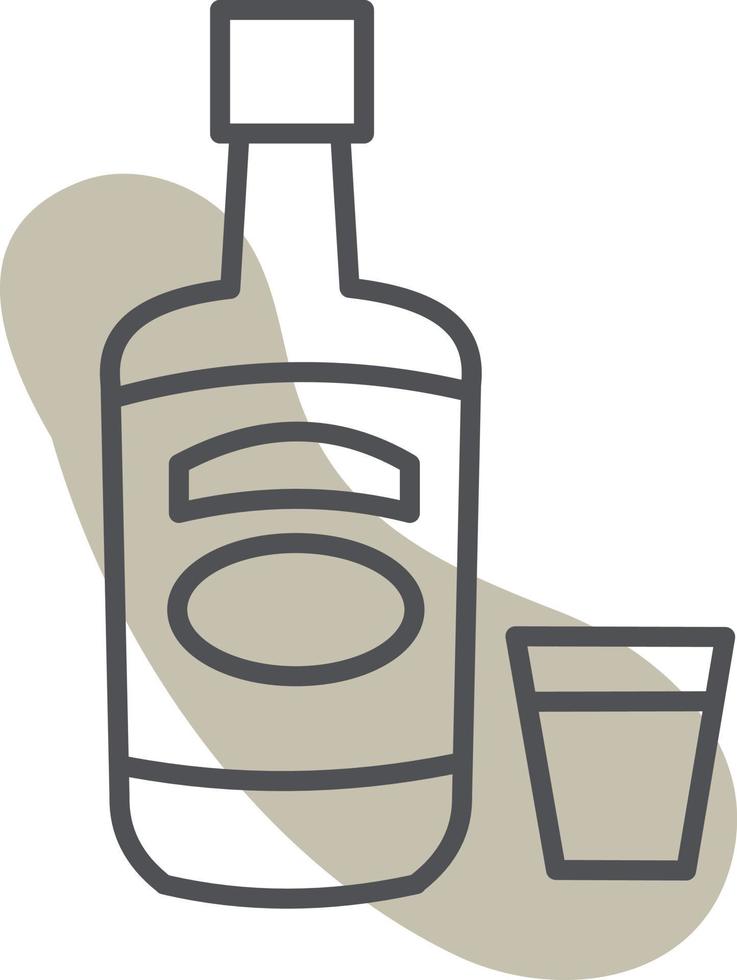 Whiskey bottle and glass, illustration, vector on a white background.