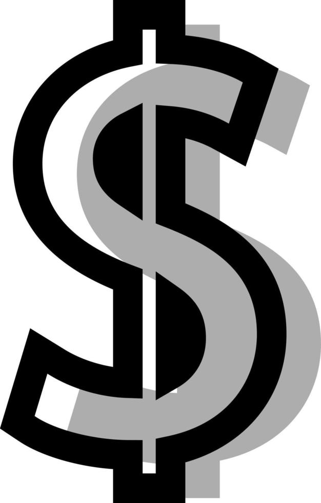 Grey dollar sign, illustration, on a white background. vector