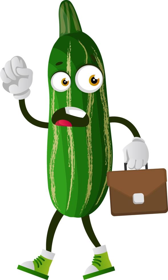 Angry cucumber, illustration, vector on white background.