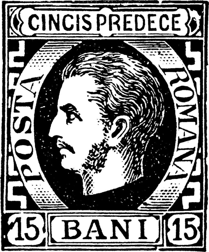 rumania 15 bani sello, 1869, ilustración vintage vector