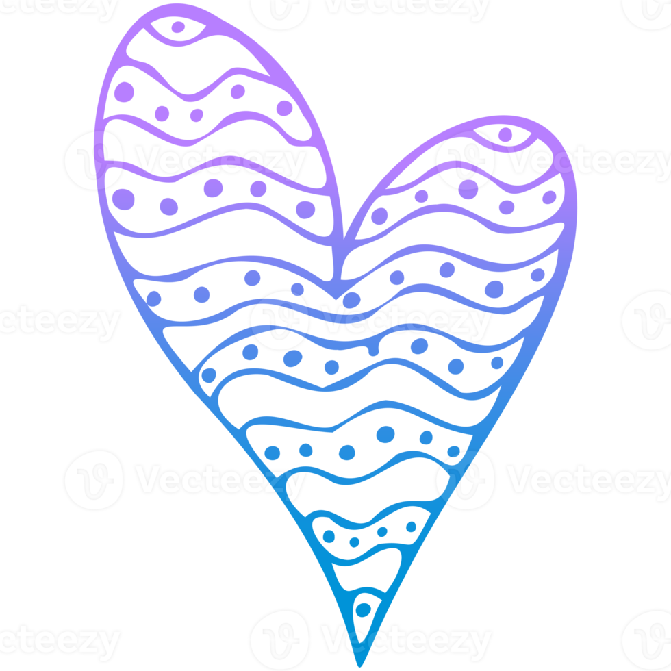 Simple blue doodle heart. Isolated design element for valentine's day, wedding, romance. Transparent PNG clipart