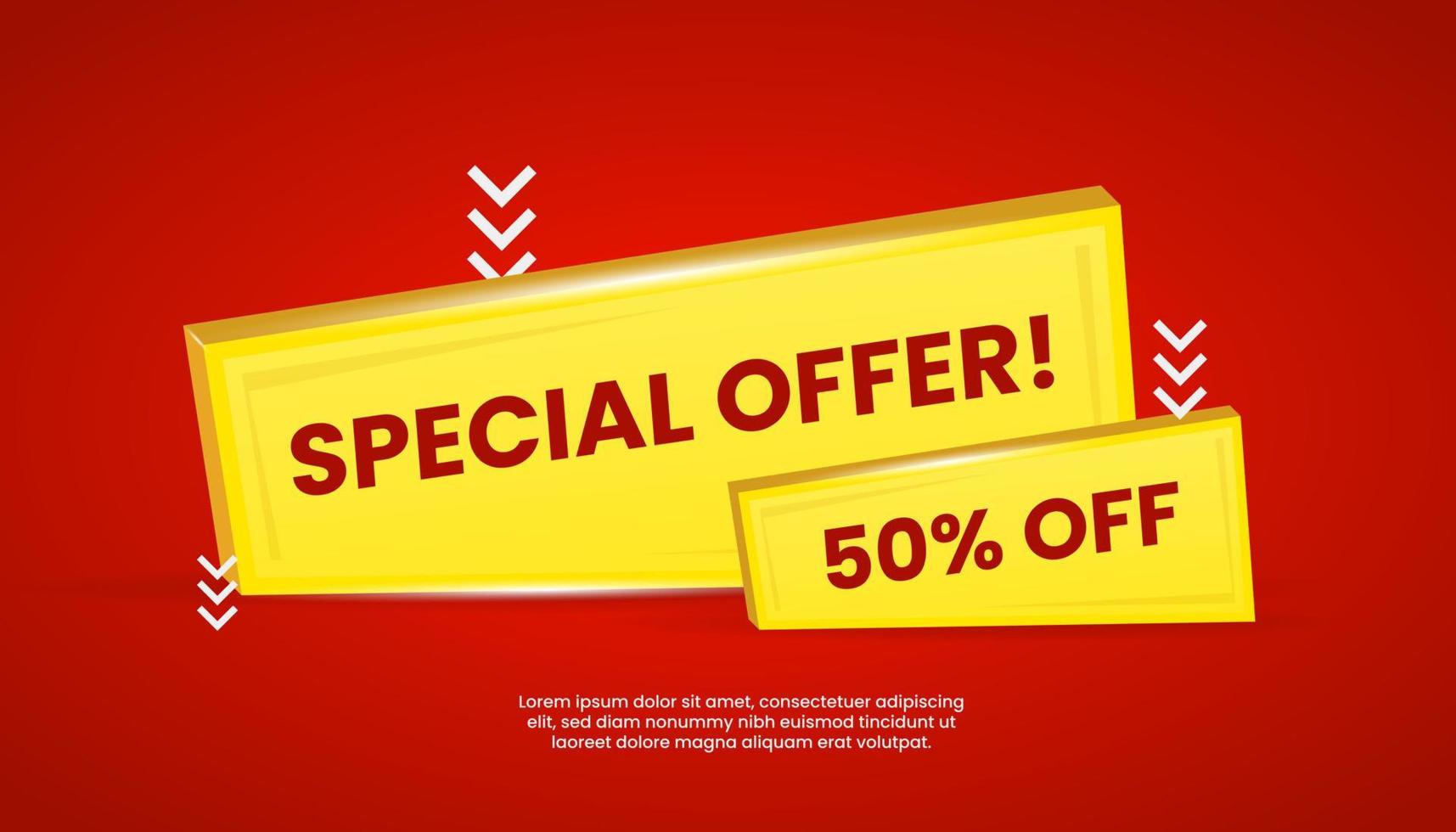 Special offer labels on 3d gold isolated on red background vector