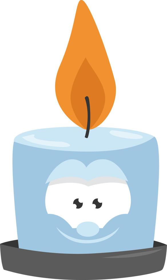 Blue burning candle,illustration,vector on white background vector