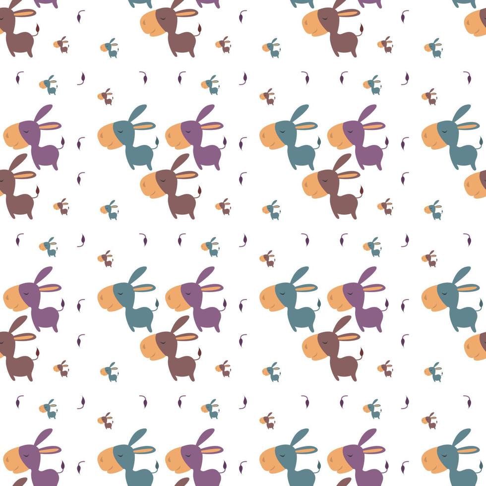 Donkeys pattern, illustration, vector on white background.