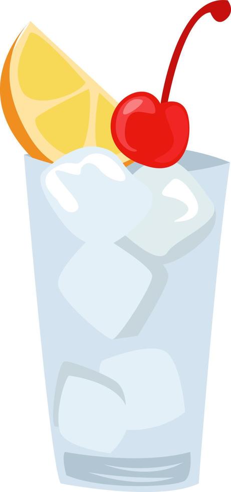 Tom Collins coctail, illustration, vector on white background