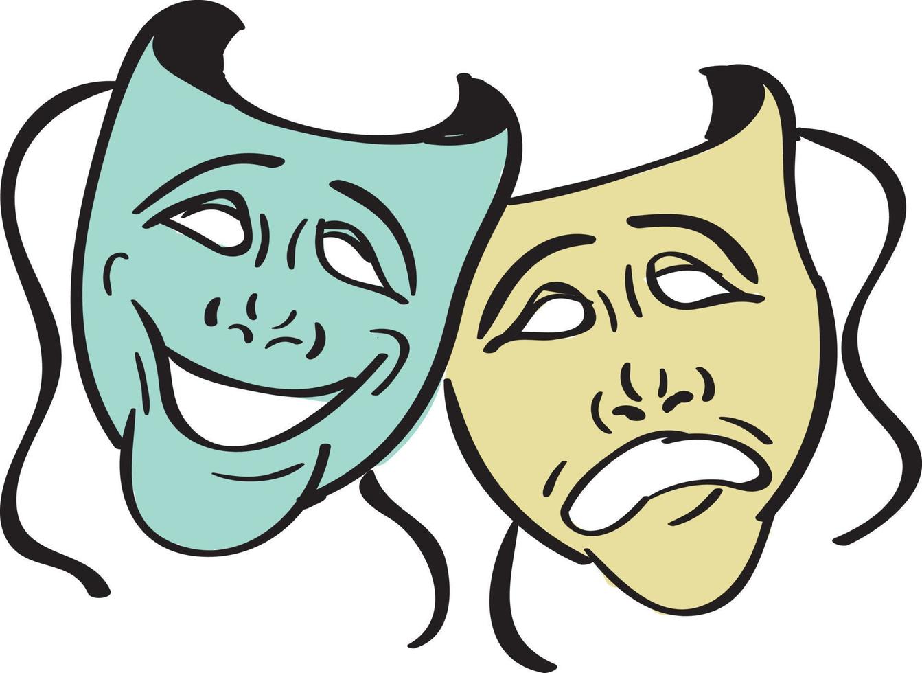 máscaras de teatro, ilustración, vector sobre fondo blanco.
