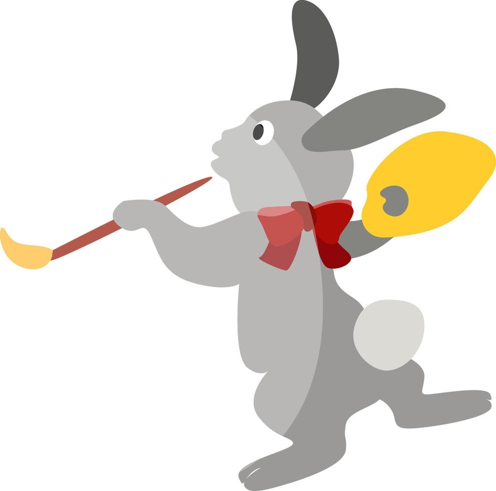 Rabbit with color palette, illustration, vector on white background.