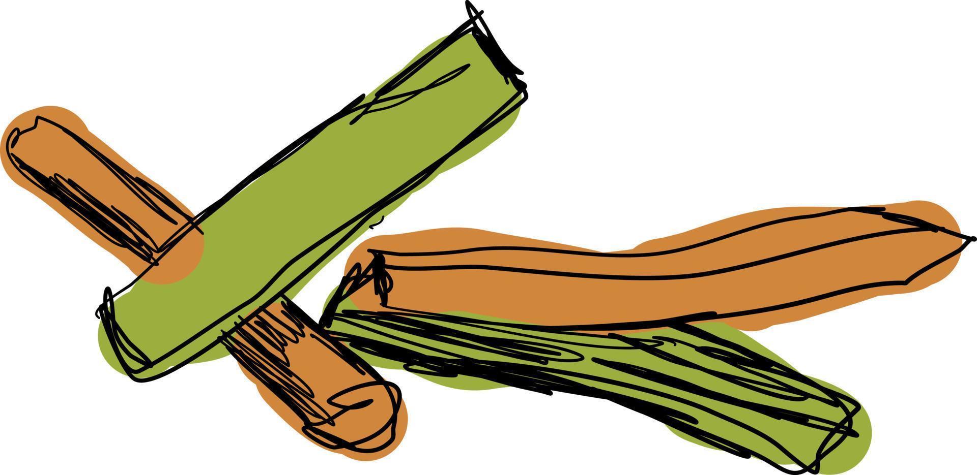 Veggie sticks, illustration, vector on white background.
