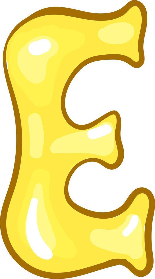 Letter E, illustration, vector on white background.