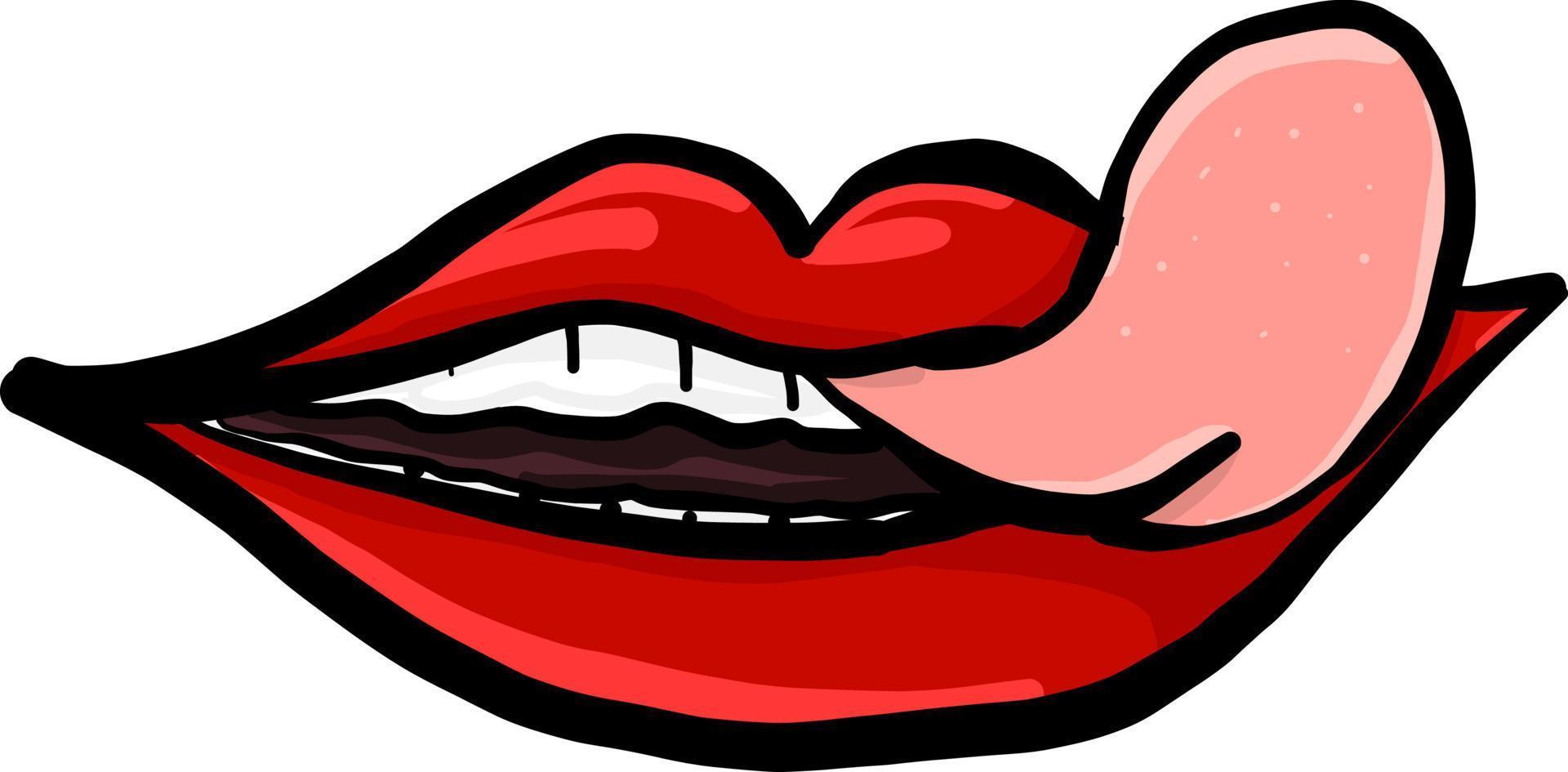 Lips with tongue, illustration, vector on white background.