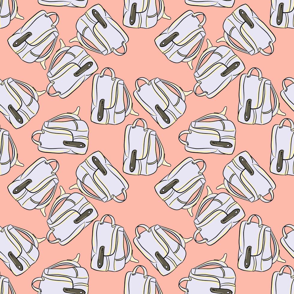 Backpack pattern, illustration, vector on white background