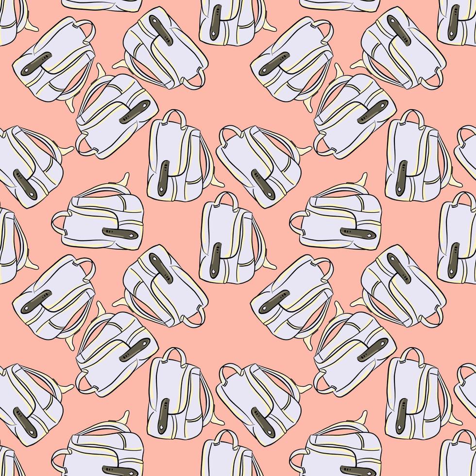 Backpack pattern, illustration, vector on white background