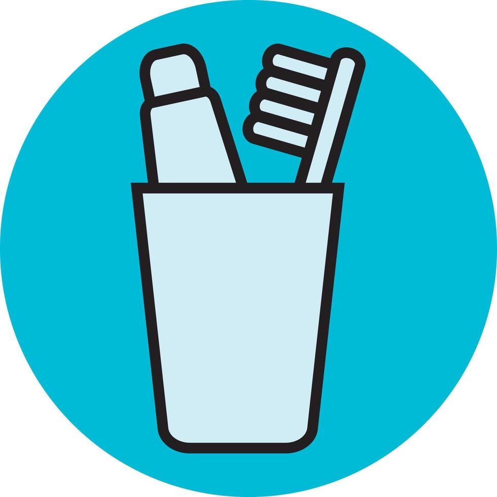 Tooth brush with tooth paste in container, illustration, vector, on a white background. vector