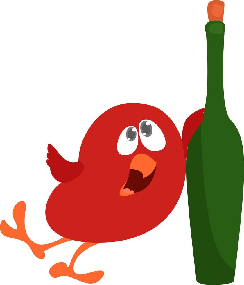 Drunk bird, illustration, vector on white background