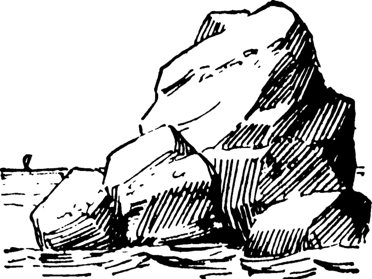 roca, ilustración de la vendimia vector